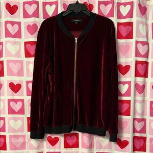 Simply Be Burgundy Velvet Bomber Jacket Size 14